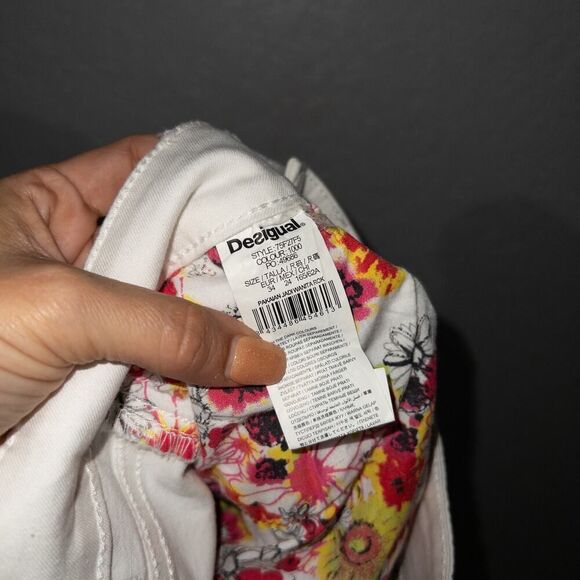 NWT Desigual White & Blue Tie Dye Denim Lace Mini Skirt Size 4 - Picture 10 of 11